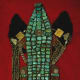 A picture of an antique Ladakhi headdress costume worn by women in the Zanskar region of Ladakh.