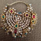 Antique Nose Ring from India, with Gold, Pearls and Jadau work. 19th century
