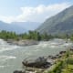 Confluence of River Beas and River Parvati at Bhuntar and the Bijli Mmahavev Peak on the right