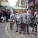 The Pearly Kings were out on Brick Lane collecting, clad in their usual spangly suits.