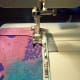 Sew on the inside of the pinned edges.