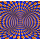 The differing directions in this visual illusion pattern make the sequential dots rotate against each other