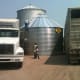 We have blocked in the bin with livestock trucks and established grain bins, to ensure it can't blow away during off-hours.
