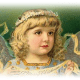 Free vintage Christmas angel clip art: Angel holding a Merry Christmas banner