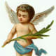 Floating vintage Christmas angel