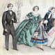 1858: Mens, womens and little girl Victorian fashions