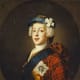 Prince Charles Edward Stuart in a 1739-1745 period painting, in a clan tartan jacket, blue "bonnet", star and ribbon of the garter, and white cockade on his hat.
