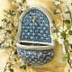 blue and white water fountain - ideal for the Mediterranean garden