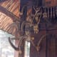 A wall of the Hidamba Devi Temple with hanging skulls of sacrificed buffaloes since ancient times, and the folklore even says that these are of the pre-historic time since the days of Hidamba Devi herself.
