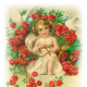 Free vintage cherub with red roses and bow and arrows Valentine's Day clip art