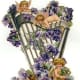 Free vintage Valentine's Day angels with harp and purple flowers