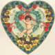 Free vintage clip art Valentine's Day angel in heart with flowers
