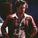 The standard red leather jacket with vintage shirt