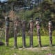 Traditional Korean carved poles.