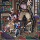 This is a wonderful picture of Harry learning magic - Hagrid's fright is very evident.