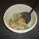 Vegetables and herbs removed from broth