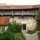 Roofed sentry walkway of city wall in Rothenburg