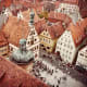 Red roofed buildings of Rothenburg seen from city wall.