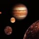 This is a depiction that shows you Jupiter's moons. This is not really scale, as its moons are much smaller than Jupiter in comparison.