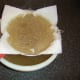 Chicken stock is strained