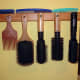 The Bespoke Handcrafted Hairbrush Rack in situ
