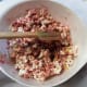 Mix together quickly while still hot.