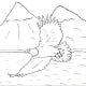 Bald Eagle Flying and Mountain Scene