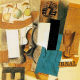 Collage: Compotier avec fruits, violon et verre | Fruit Bowl with Fruit, Violin, and Glass