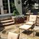 Outdoor stone patio with lounge furniture