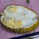 A split durian fruit