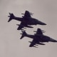 2 USMC AV-8Bs perform a flyby over the Washington DC Mall during the Desert Storm Victory Parade, June 1991.