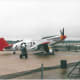 A P-51 Mustang in the markings of the Tuskegee airmen, the "Red Tails". Joint Base Andrews, May 2012.