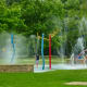 Having fun in the splash pad in Cullen Park