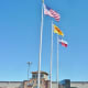Flags in the parking lot near the Vietnam War Memorial in Houston, Texas