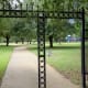 Entrance from a sidewalk into Ray Miller Park