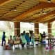 Covered picnic pavilion was in use that day.