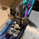 Join the two strips for about 3-4 inches using a feather stitch, zig-zag, or another designated joining stitch on your machine.