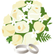 wedding bouquet clip art with two platinum wedding bands