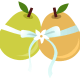 Engagement clip art: two pears with ribbon and flowers