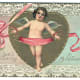 Cherub with pink ribbon vintage Valentine's Day card
