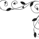 Black and white holly Christmas border upper right corner