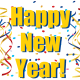 Happy New Year streamers and confetti
