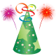 Happy New Year hat with fireworks