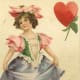 Cute kids: little girl curtsying on a vintage Valentine