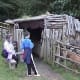 Animal pen outside peasant hut at Mountfitchet castle
