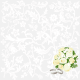Classic silver floral wedding scrapbook paper with bridal bouquet and wedding rings