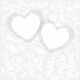 Classic silver floral wedding scrapbook paper with dual overlapping hearts