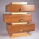 Figured teak and curly maple 3-drawer tower