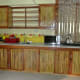 The wall in back of the tea kettle is from solid bamboo poles which is screened to keep the tropical bugs out!