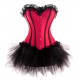 Amazing Hot Pink Lace Ruffled Corset TuTu Dress. Perfect to enhance the bust and give the illusion of height.